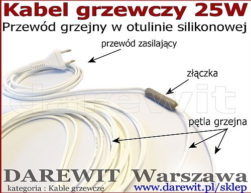 silikonowy kabel grzewczy 25W kable grzejne - darewit Warszawa