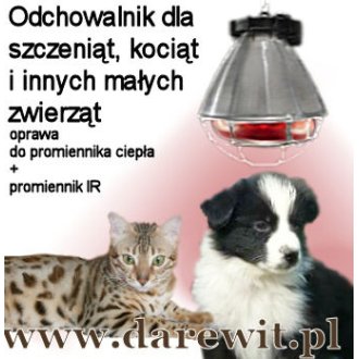 Lampa z żarówką grzewczą 175W, ogrzewania kojca - Psy rasy średniej 