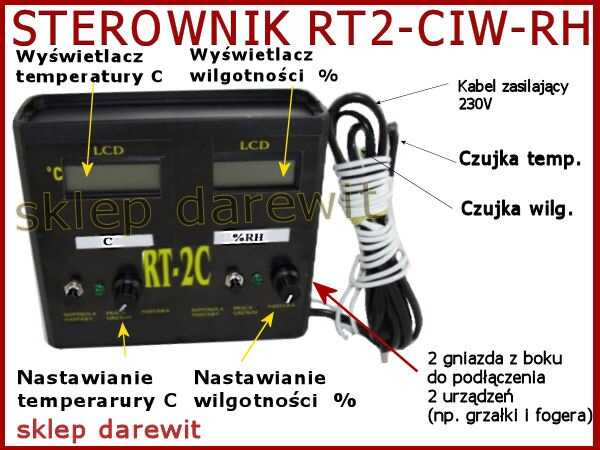 cyfrowy sterownik temperatury i wilgotności 2w1 - darewit Warszawa