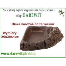 Miseczka narożna na wodę do terrarium SKAMIENIAŁE DREWNO 20x20x4
