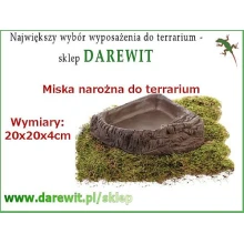 Miseczka narożna na wodę do terrarium SKAMIENIAŁE DREWNO 20x20x4
