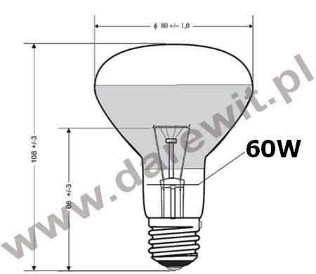 żarówka promiennikowa neodymium - wymiary