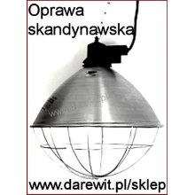 SKANDYNAWSKA OPRAWA E27 szeroki klosz, większy odbłysk ciepła. Przewód 2,5m.