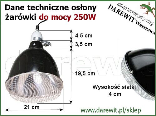 wymiary osłony TRIXIE fi 21x21 250W  sklep darewit Warszawa
