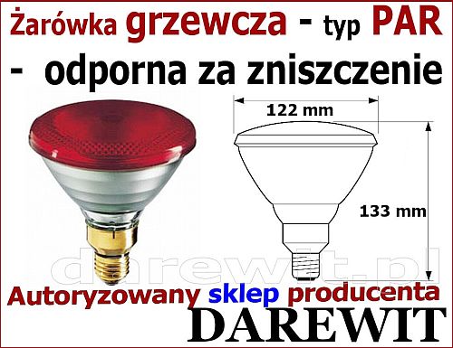 wymiary promiennika podczerwonych PAR 38 - sklep darewit Warszawa