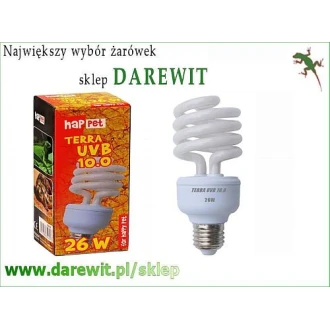 Świetlówka TERRA UVB 10.0  moc 26W, żarówka E27 dla gadów pustynnych