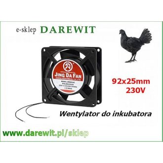 Wentylator do wylęgarki i klujnika, wiatrak 92x92x25 mm 230V 43 m3/h