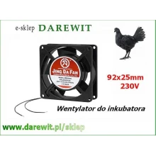 Wentylator do wylęgarki i klujnika, wiatrak 92x92x25 mm 230V 43 m3/h