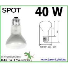 Dzienny Spot 40W E27, ŻARÓWKA GRZEWCZA REFLEKTOROWA Terrarex