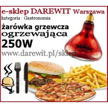 Żarówka promiennik czerwony 250W E27 Ciepła pizza, hamburgery, frytki