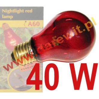 Night Heat 40W , NightGlo Red Reptile Bulb 40W czerwona żarówka dla gadów