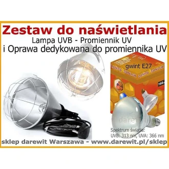 Kompletny zestaw - lampa żarówka UVB i oprawa - witamina D3 - słońce w domu