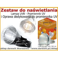 Kompletny zestaw - lampa żarówka UVB i oprawa - witamina D3 - słońce w domu